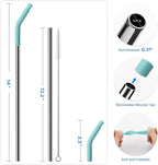 2 Pcs Stainless Steel Straws for 40 oz Stanley Tumbler, Replacement 40 oz Stanley Cup Straw Accessories with Silicone Tips and Cleaning Brush (Light Green)