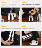 SEQ Stovetop Espresso Maker – 6 Cup (10 oz) Stainless Steel Moka Pot | Induction, Gas, Ceramic, Electric & Halogen Compatible | FREE Coffee Scoop + Extra Gasket | Easy Home Espresso