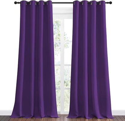 NICETOWN Purple Blackout Curtains 90 inches Long, Niose Reducing and Thermal - Image 2