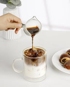 LIBWYS 12oz Double Wall Coffee Mugs (2 Pack) - Insulated Borosilicate Glass Cups with Handle for Espresso, Cappuccino, Latte - Heat Resistant, Dishwasher Safe Hot/Cold Beverage Glasses 350ml
