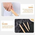 Danish Dough Whisk with Dough Scraper 10" Dutch Bread Whisk Bread Mixer Stainless Steel Dutch Bread Dough Whisk with Wooden Handle Dutch Whisk Baking Tools for Sourdough, Pizza, Pastry, Cake