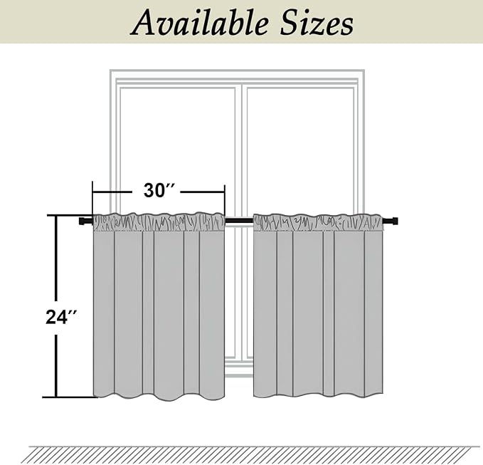 Simplebrand Ava Stone Blue Short 24 Inches Blackout Curtain 2 Panels Set - Image 9