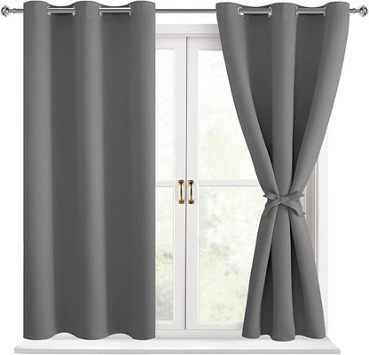 Blackout Curtains for Bedroom, Light Grey, 42 x 54 Inch, 2 Panels | Thermal by Hiasan