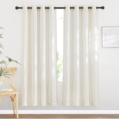 NICETOWN Semi Sheer Curtains 72 inches Long Linen Blend, Grommet Window by NICETOWN