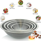Tiger Chef Large Stainless Steel Standard Weight Mixing Bowls Set, Mirror Finish - Set Includes 13, 16, 20, and 30 Quart.