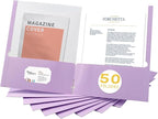 Zzrywuty File Folders with Pockets Letter Size, 50-Pack Paper Folders with Card Slot, Two Pocket Folders for School Students, Businessmen, Home and Office Workers（Purple）