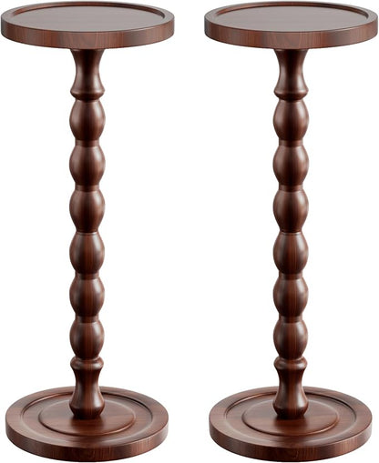2 Pack Solid Wood Drink Table, Rubber Wood‌ Small Round Side Table by Unknown