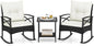 Tangkula 3 Pieces Outdoor Rocking Chairs Set, Rattan Heavy Duty Cushioned by TANGKULA