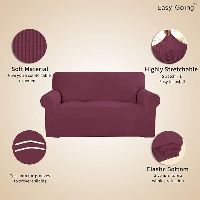 Easy-Going Stretch Loveseat Couch Covers Washable ASH Rose | 1-Piece Loveseat - Image 3