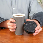 Restaurantware 16 Ounce Ripple Wall Disposable Coffee Cups, 500 Insulated Gray Paper Tumblers with Rolled Rim Design, Lids Sold Separately for Hot Drinks like Tea, Hot Chocolate and More