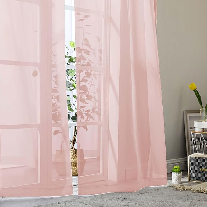 Extra Long Sheer Blush Curtains - Image 8