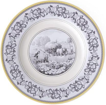 Villeroy & Boch Audun Ferme Dinner Plate, 10.5 in, Premium Porcelain, White/Grey/Yellow