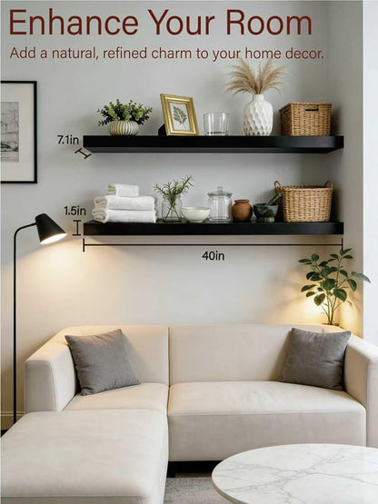 Solid Wood Floating Shelves, 40in Finished Real Wood Wall Shelves - Image 4