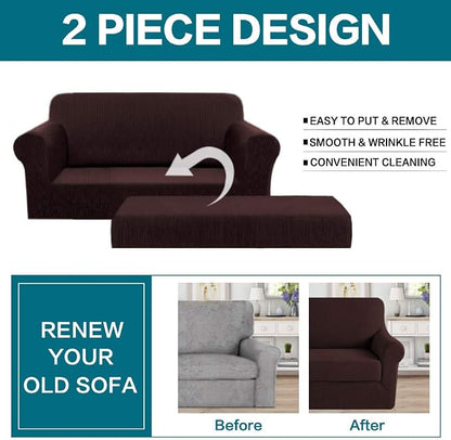 Turquoize Stretch Sofa Slipcover 2 Pieces Sofa Cover Couch Cover - Image 4