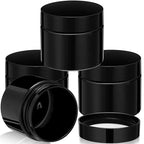 Patelai 4 Pieces Round Wide-mouth Leak Proof Plastic Container Jars with Lids for Travel Storage Makeup Beauty Products Face Creams Oils Salves Ointments DIY Making(2 Ounce,Pure Black)