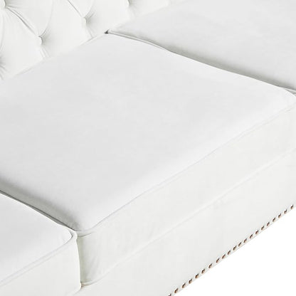 LEVNARY Chesterfield Loveseat Velvet, Upholstered Sofa - Image 6
