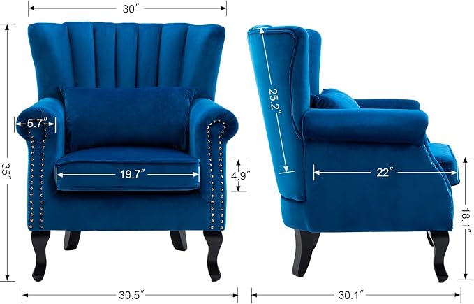 Accent Chairs Set of 2 with Arm Comfy Living Room Chair Mid-Century Modern - Image 3