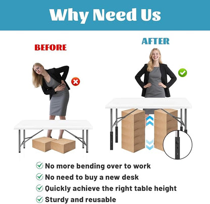 4-Pack Adjustable Folding Table Legs Extenders, Heavy-Duty Steel Furniture - Image 3
