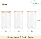 Glass Jars with Bamboo Lids (40oz in 3 Pack), Glass Food Jars and Canisters Sets, Pantry Food Storage Jars with Airtight Lids, Large Glass Canisters with lids