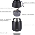 Insulated Thermo Food Jar for Hot & Cold Food for Kids Adult, 17 oz Soup Thermal Hot Food Containers for Lunch, Triple Layer Insulation Stainless Steel Food Jar with Spoon (Black)
