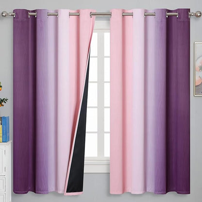 Pink and Purple Ombre Blackout Curtains by ESTELARTEXTILER
