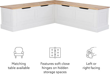 Linon Harris Natural and White Two Tone Backless Corner Breakfast Nook - Image 20