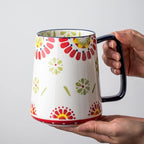 Large Ceramic Coffee Mug, 24 oz Big Tea Cup with Large Handle, Vintage Coffee Cup for Office and Home, Dishwasher and Microwave Safe (Multicolour)
