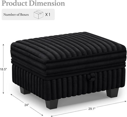Belffin Corduroy Fabric Ottoman - Image 2