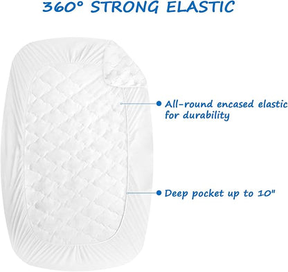 Cot Mattress Pad Waterproof 2 Pack, Quilted Cot Size Mattress Pads Cover 30" X - Image 3