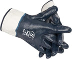 Oil Resistant Gloves, Nitrile Fubber Fully Coated Cotton Safety Work Gloves, Acid Alkali Resistant, for Men & Women Large, Blue (Pack of 12)