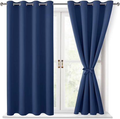 Blackout Curtains for Bedroom, 2 Drape Panels, 52 x 45 Inch | Thermal Insulated by Hiasan