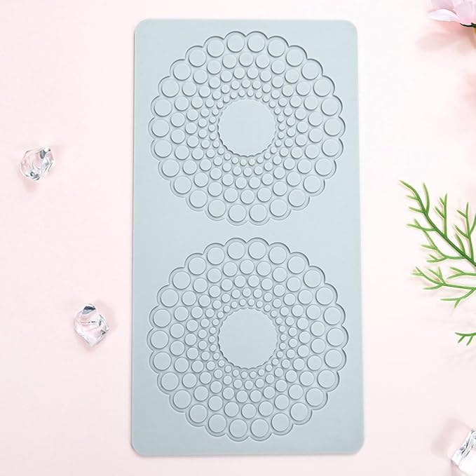 TUKE Hollow Round Circular Design Lace Mat Chocolate Fondant Mold DIY Sugar Craft Silicone Pad Cake Decorating Tools Kitchen Bakeware (D_ Round Circular)