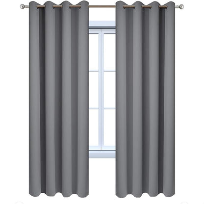 Yakamok Grey Room Darkening Curtains 52x96 inch Gray Grommet-Living Room | 2 - Image 9