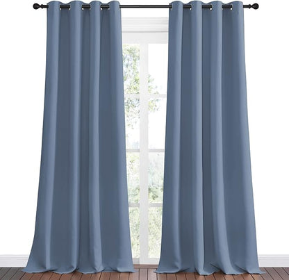 NICETOWN Stone Blue Room Darkening Curtain Panels 96" Length - Image 2