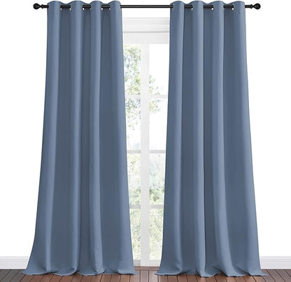 NICETOWN Stone Blue Room Darkening Curtain Panels 102" Length - Image 2
