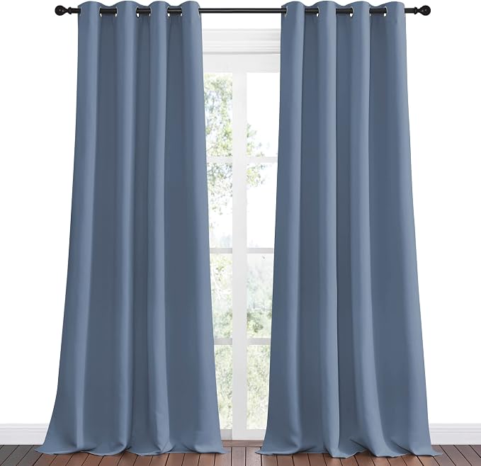 NICETOWN Stone Blue Room Darkening Curtain Panels 108" Length - Image 2