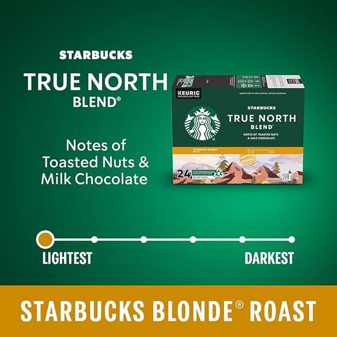 Starbucks True North Coffee, K-Cup Portion Pack for Keurig Brewers (24 Pack)