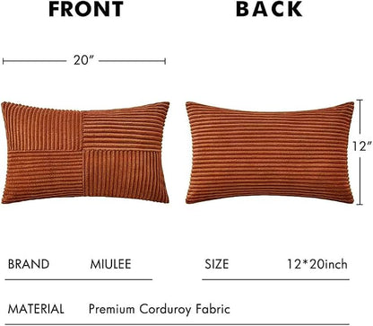 MIULEE Fall Rust Decorative Lumbar Throw Pillow Covers 12x20 Inch 2 Pack | Boho - Image 7