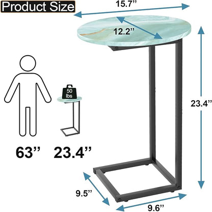 C Shaped End Side Table, Small Oval Couch Sofa Table - Image 2