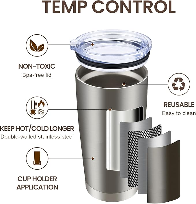 MEWAY 20oz Tumbler 12 Pack Double Wall Vacuum Insulated Travel Mug Bulk, Stainless Steel Tumblers with Lid and Straw, Durable Powder Coated Coffee Cups for Cold & Hot Drinks (Silver, 12)