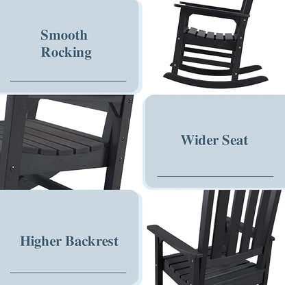 Psilvam Oversized Outdoor Rocking Chair Set of 2, HDPE Porch Rocker Chairs - Image 6