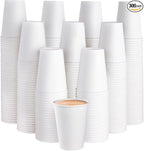 JOLLY PARTY 300 Pack 12 oz Disposable Paper Coffee Cup, Hot/Cold Beverage Drinking Cups for Water, White Paper Hot Coffee Cups