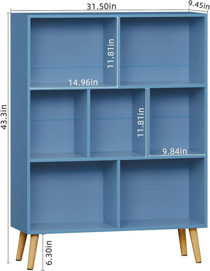 YAHARBO 7 Cube Bookshelf, Wooden Modern Bookcase - Image 3