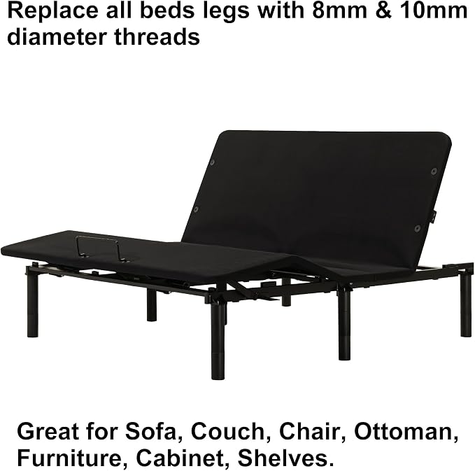 12 Inch Adjustable Bed Legs Replacement Screw in Furniture Support, 3 Sections - Image 7