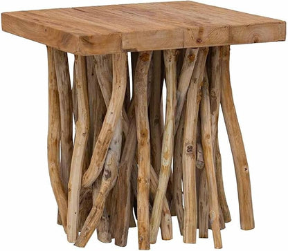 Coffee Table Brown Mixed Recycled Wood Small Rustic Living Room Table Durable - Image 7