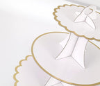 3-Tier Cupcake Stand, Lace Trim Cake Stand Holder, Tiered DIY Cupcake Stand Tower for Dessert Table Displays, Birthday Theme Party Favors Decoration, Floral Tea Party, 12" W x 12.8" H, White