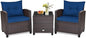 HAPPYGRILL 3 Pieces Patio Conversation Set, Outdoor Furniture Set PE Rattan by HAPPYGRILL