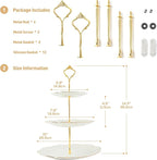 DUJUST 2pcs Porcelain 3-Tier Cupcake Stand Tower, British Style Serving Tray with Golden Trim, Food Grade Dessert Display Stand, Beautiful Gift for Tea Party & Home Décor