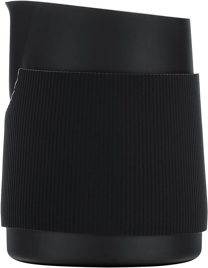 Normcore Handleless Milk Pitcher - Espresso Steaming Pitcher with Round Spout - 18/8 Stainless Steel Milk Frothing Jug, Black Non-Stick - Premium Barista Tools - Black - 15.2 oz (450 ml)