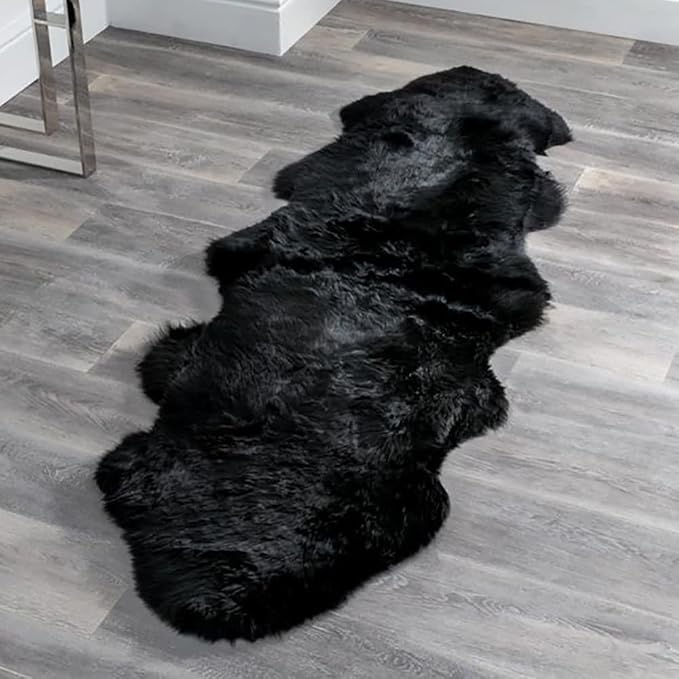 HUAHOO Premium Genuine Sheepskin Rug Black Real Australia Sheepskin Natural - Image 8